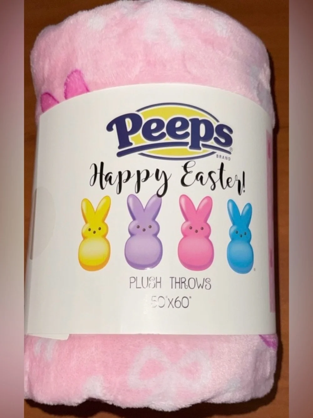 PEEPS Pink Bunny Rabbit Plush Throw Blanket 50x60 EASTER
